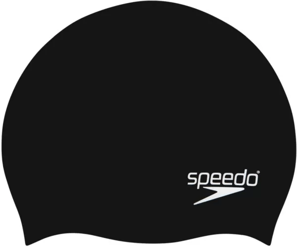 Speedo Plain Moulded Silicone Junior Swim Caps - Black