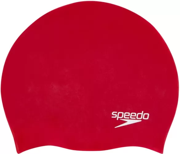Speedo Plain Moulded Silicone Junior Swim Caps - Red