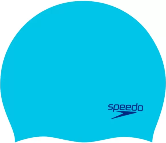 Speedo Plain Moulded Silicone Junior Swim Caps - Blue/ Blue