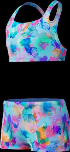 Speedo Print Racerback 2pc Swimwear Female Junior/Kids - Periwinkle Blue