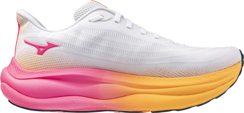 Preview: Mizuno Sport WAVE SKY 9 Road Running Neutral - white/tang orange/pink tetra