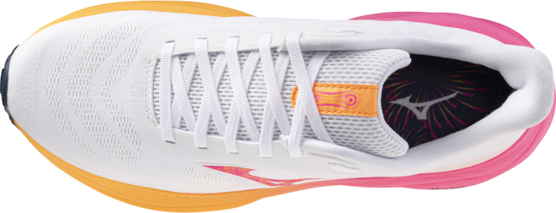 Preview: Mizuno Sport WAVE SKY 9 Road Running Neutral - white/tang orange/pink tetra