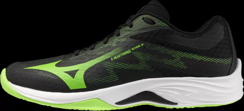 Mizuno Sport LIGHTNING STAR Jr. Indoor - black/jade lime/mandarin orange