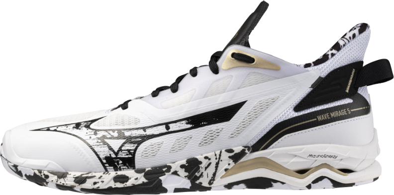 Preview: Mizuno Sport WAVE MIRAGE 5 Handball - white/black/gold ge