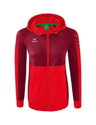 Preview: Erima Women's Six Wings Training Jacket with hood - red/bordeaux