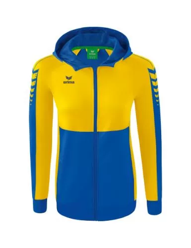 Erima Frauen Six Wings Trainingsjacke mit Kapuze - new royal/gelb