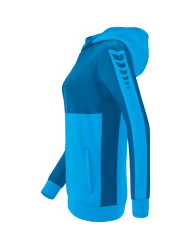 Preview: Erima Frauen Six Wings Trainingsjacke mit Kapuze - curacao/mykonos