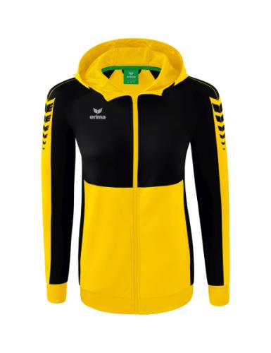 Preview: Erima Frauen Six Wings Trainingsjacke mit Kapuze - gelb/schwarz
