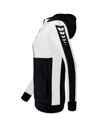 Preview: Erima Frauen Six Wings Trainingsjacke mit Kapuze - schwarz/weiß