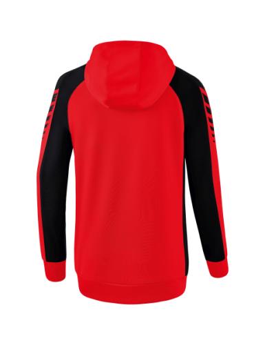 Preview: Erima Frauen Six Wings Trainingsjacke mit Kapuze - rot/schwarz