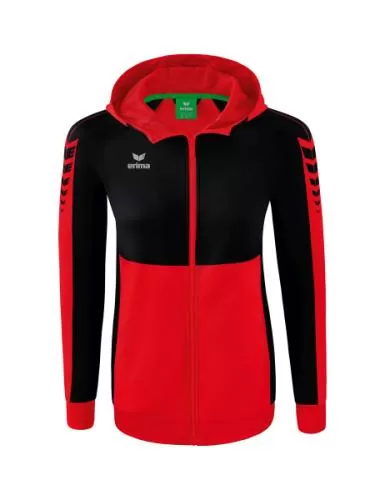 Erima Frauen Six Wings Trainingsjacke mit Kapuze - rot/schwarz