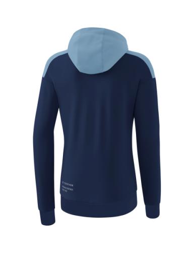 Preview: Erima Women's CHANGE by erima Training Jacket with hood - new navy/faded denim/white