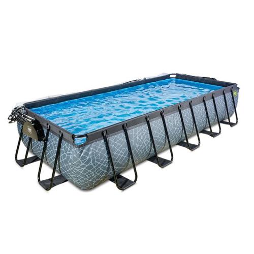 Preview: EXIT Stone pool 540x250x100cm with sand filter pump and dome - grey