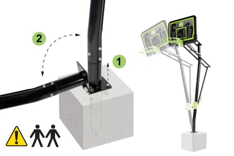 Preview: EXIT Galaxy Basketballkorb zur Bodenmontage mit Dunkring - Black Edition, 117x173cm