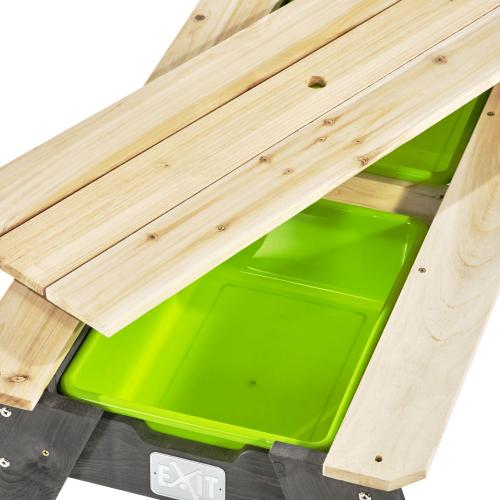 Preview: EXIT Aksent Sand,- Wasser- und Picknicktisch (1 Bank) mit Sonnenschirm und Gartenwerkzeugen - 94x94cm