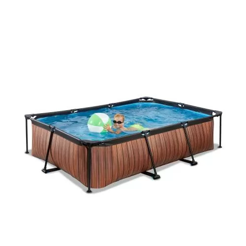 EXIT Wood Pool 300x200x65cm mit Filterpumpe - braun