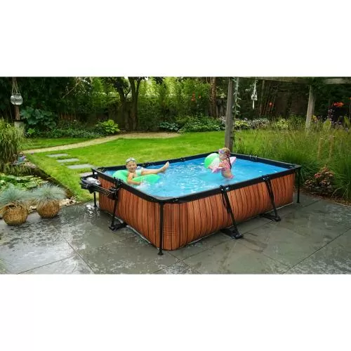 EXIT Wood Pool 300x200x65cm mit Filterpumpe - braun