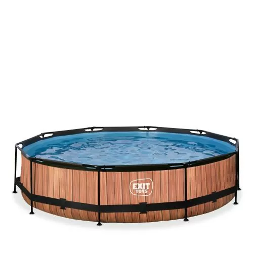 EXIT Wood Pool 360x76cm with filter pump - brown