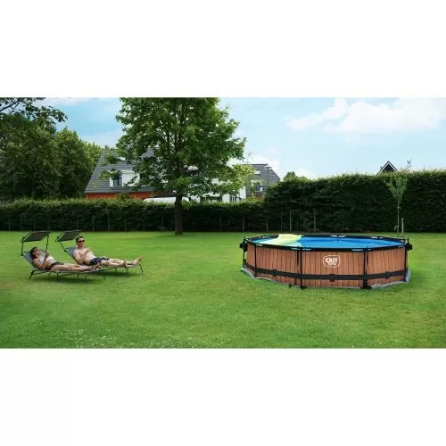 EXIT Wood Pool 360x76cm with filter pump - brown