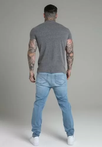SikSilk T-Shirt Marl T-Shirt in Dark Grey - dark grey