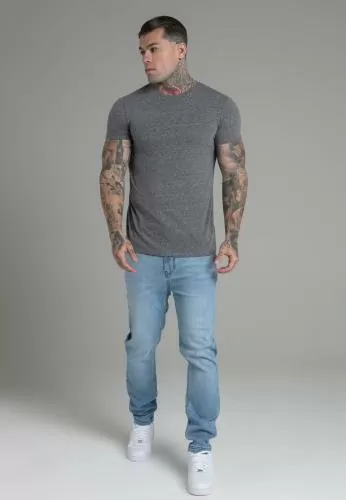 SikSilk T-Shirt Marl T-Shirt in Dark Grey - dark grey