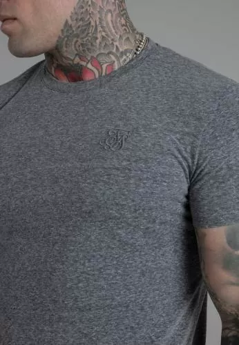 SikSilk T-Shirt Marl T-Shirt in Dark Grey - dark grey