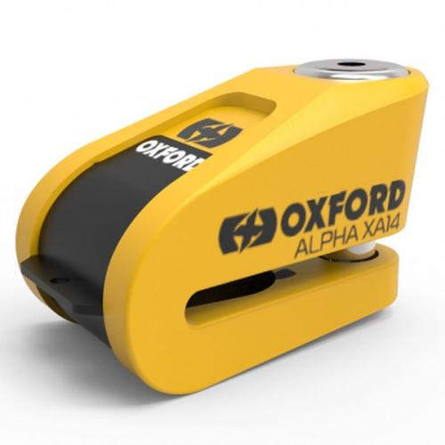 Oxford Alpha XA14 Alarm Disc Lock 14mm⌀ Locking Pin Yellow - 