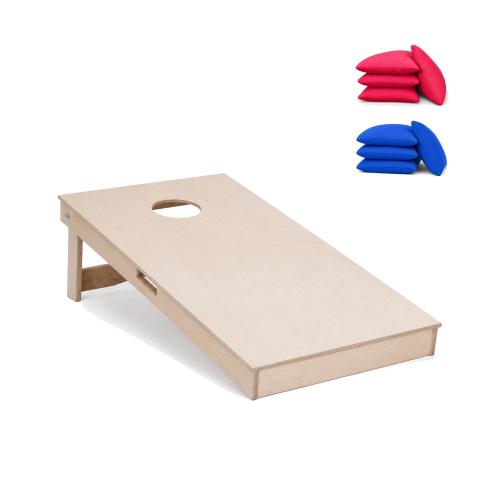 Preview: Gockel Cornhole Boards natural Set - 1 Board 4 rote und 4 blaue Bags