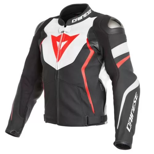 Dainese Leather jacket AVRO 4 - black matt-white-red