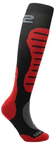 SIXS Lange Socken MOT2 MERINOS - schwarz-rot