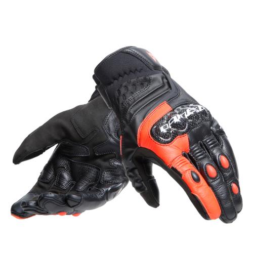 Preview: Dainese Lederhandschuhe Carbon 4 Kurz - schwarz-fluo rot
