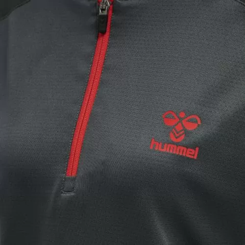 Hummel Hmlaction Poly Half Zip Sweat Woman - ebony/flame scarlet