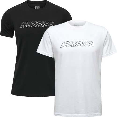 Hummel Hmlte Callum 2-Pack Cotton T-Shirt - black/white grey