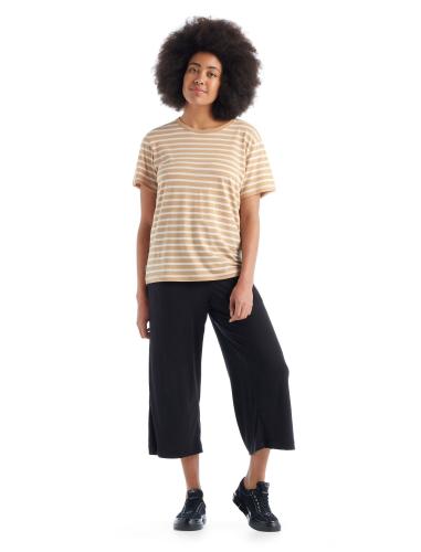 Preview: Icebreaker Women Granary SS Tee Stripe - sand/ecru hthr/s