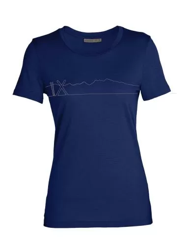 Icebreaker Merino Tech Lite II T-Shirt Single Line Ski Damen - royal navy