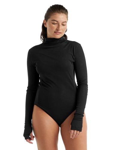 Preview: Icebreaker Women Queens LS High Neck Bodysuit - black