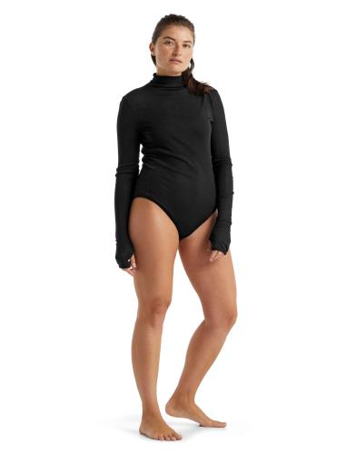 Preview: Icebreaker Women Queens LS High Neck Bodysuit - black