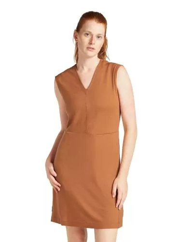 Icebreaker W Mer 200 Granary Sleeveless V Neck Dres - dusty clay