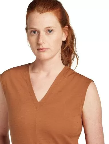 Icebreaker W Mer 200 Granary Sleeveless V Neck Dres - dusty clay
