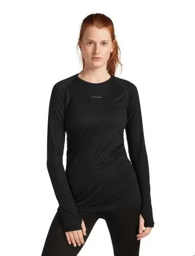 Icebreaker W Mer 125 ZoneKnit LS Crewe - black
