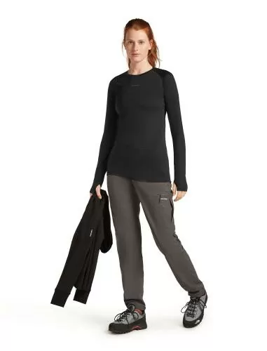 Icebreaker W Mer 125 ZoneKnit LS Crewe - black