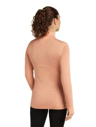 Icebreaker W Mer 200 Realfleece Descender LS Half Z - desert sand