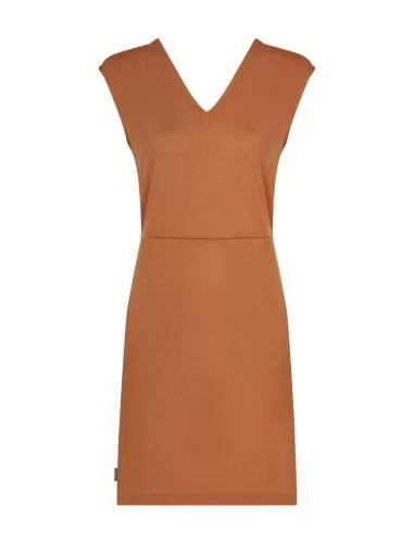 Icebreaker W Mer 200 Granary Sleeveless V Neck Dres - dusty clay