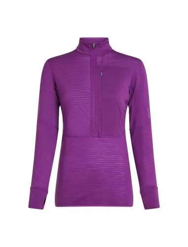 Icebreaker W Mer 200 Realfleece Descender LS Half Z - passion