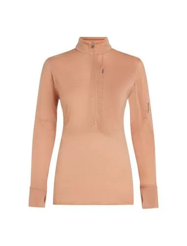 Icebreaker W Mer 200 Realfleece Descender LS Half Z - desert sand