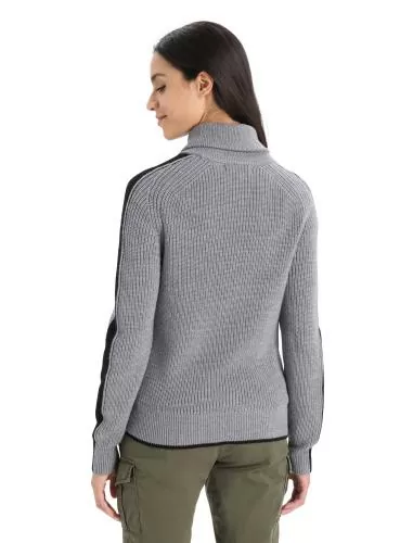 Icebreaker Women Lodge LS Half Zip Sweater - gritstone hthr