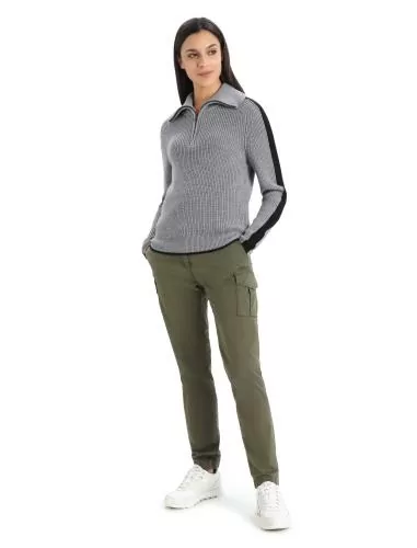 Icebreaker Women Lodge LS Half Zip Sweater - gritstone hthr