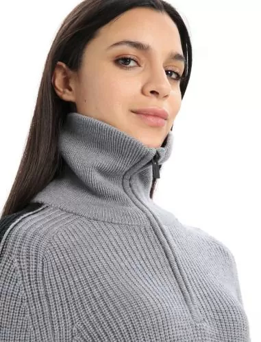 Icebreaker Women Lodge LS Half Zip Sweater - gritstone hthr