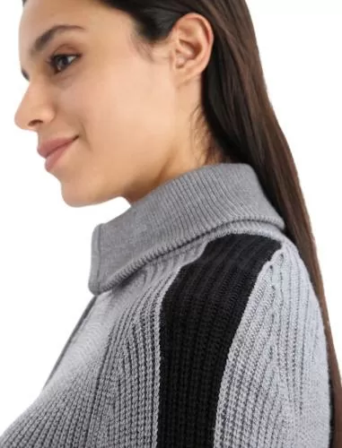 Icebreaker Women Lodge LS Half Zip Sweater - gritstone hthr
