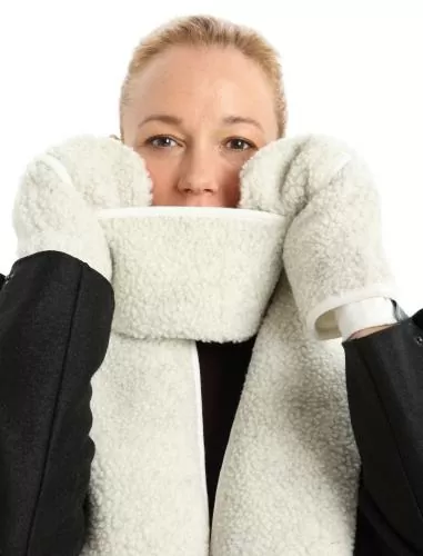 Icebreaker Unisex RealFleece High Pile Mittens - ecru hthr